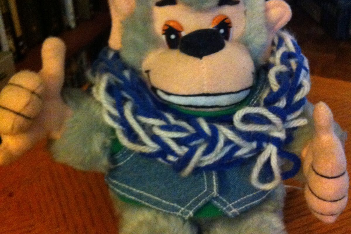 The UK Fan Maui Monkey says, "Get this win, 'Cats!