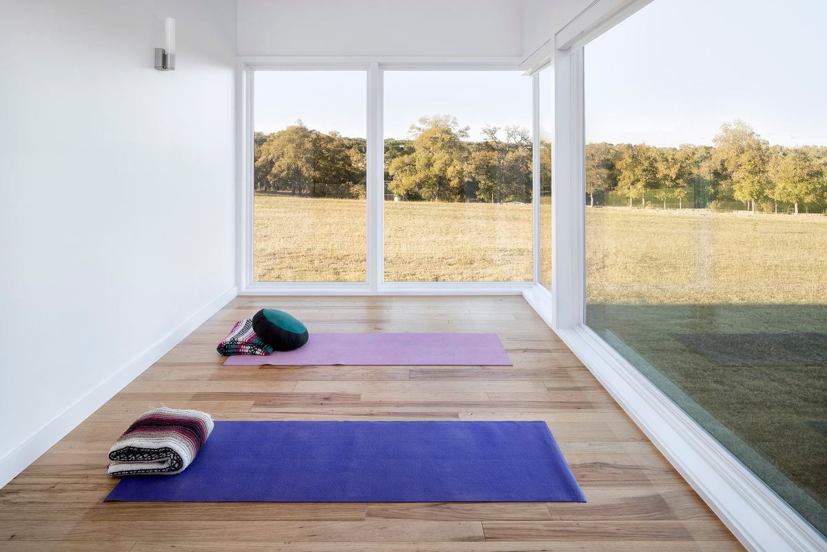 Yoga room with mats