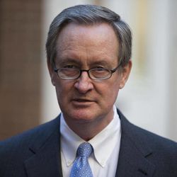 Sen. Michael Crapo, R-Idaho speaks outside Alexandria General District Court in Alexandria, Va., Friday, Jan. 4, 2013, after pleading guilty Friday to a misdemeanor first-offense drunken driving charge. In exchange for his plea Friday, prosecutors dropped a charge of failing to obey a traffic signal. Crapo received a $250 fine and a 12-month suspension of his driver's license and must complete an alcohol safety program.  