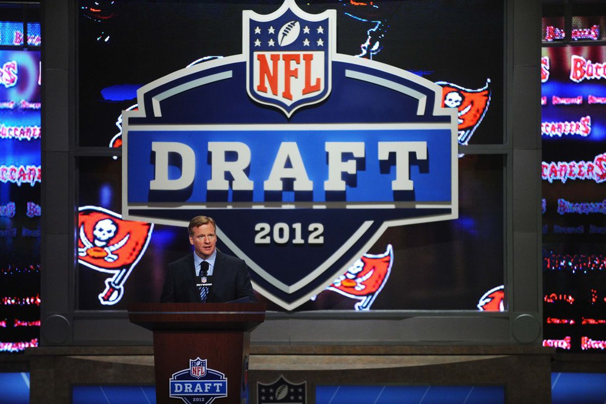 Apr 26, 2012; New York, NY, USA; NFL commissioner Roger Goodell during the 2012 NFL Draft at Radio City Music Hall. Mandatory Credit: James Lang-US PRESSWIRE