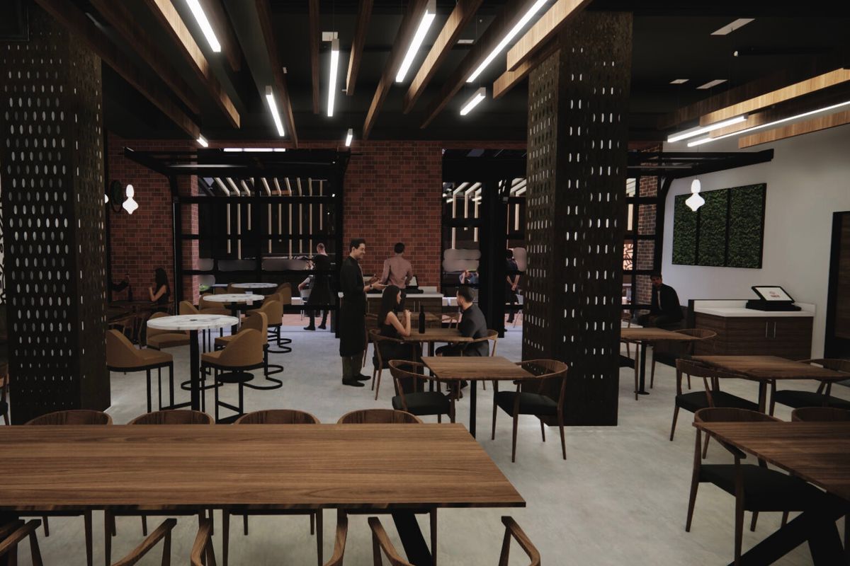 The rendering of the interior of Nuevo Seoul in downtown Detroit, Michigan.
