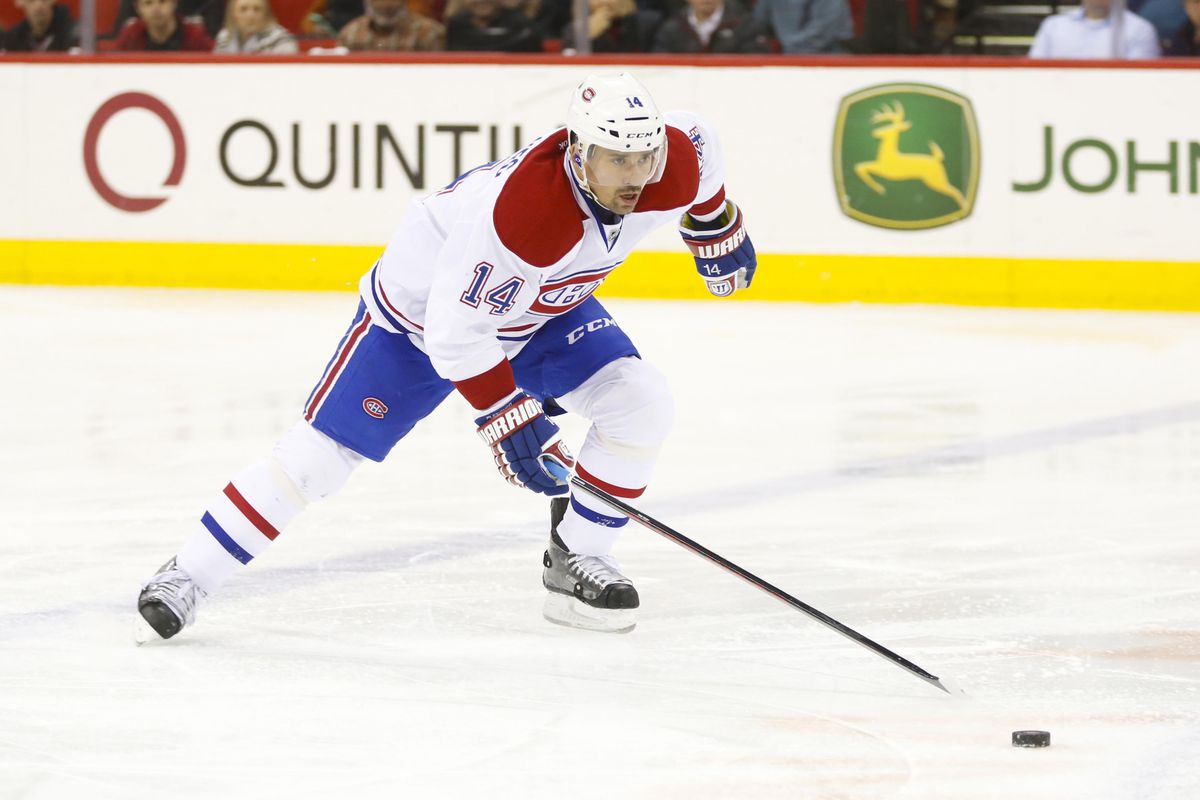 Dec 31, 2013; Raleigh, NC, USA; Montreal Canadiens forward Tomas Plekanec (14) 