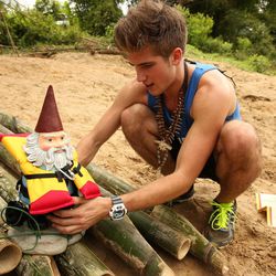 "Welcome to the Jungle"--At the Detour Decision Point, YouTubers Joey (pictured) and Meghan must build a bamboo raft then choose between "River Delivery" and "Run Through the Jungle" on the the All-Star edition of "The Amazing Race" on Sunday, March 9, on CBS.