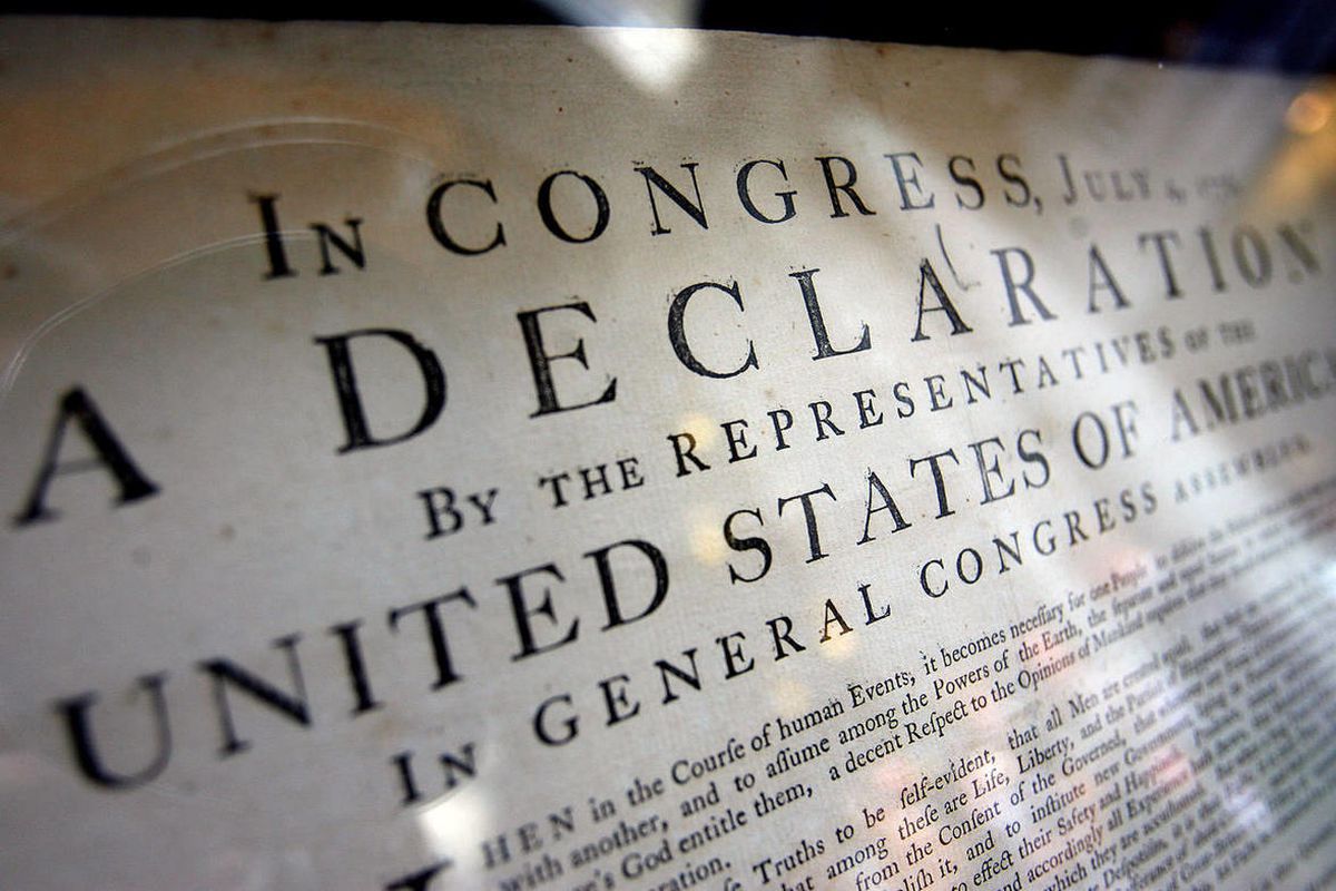 An original copy of the Declaration of Independence.