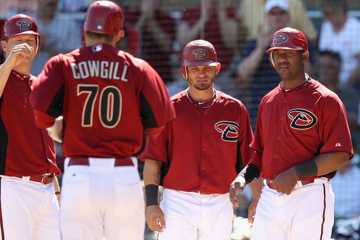 Collin Cowgill, seen here after hitting a grand slam in Spring Training, could very well be rejoining Parra, Miranda, <strike>and Blum</strike> (not yet...) on the D-backs very soon if he keeps hitting at his current pace.