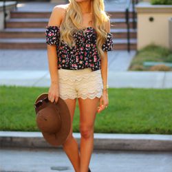 Sophie of <a href="http://angelfoodstyle.com"target="_blank">Angel Food</a> is wearing a Stone Cold Fox top, Forever 21 shorts, Shoemint shoes, a Helene Birman hat, <a href="http://www.anthropologie.com/anthro/catalog/productdetail.jsp?navAction=jump&id=2
