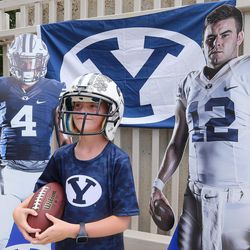 Dane Banford poses for a photo prior the BYU football game in Provo on Saturday, Aug. 26, 2017.