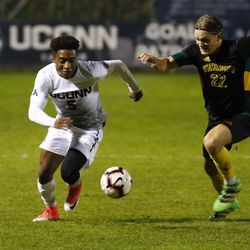 The Vermont Catamounts take on the UConn Huskies in a men’s college soccer game at Morrone Stadium in Storrs, CT on October 23, 2018.
