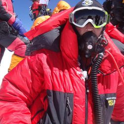 William Calton, 51, of Ogden, at the top of Mount Everest on May 19, 2012.