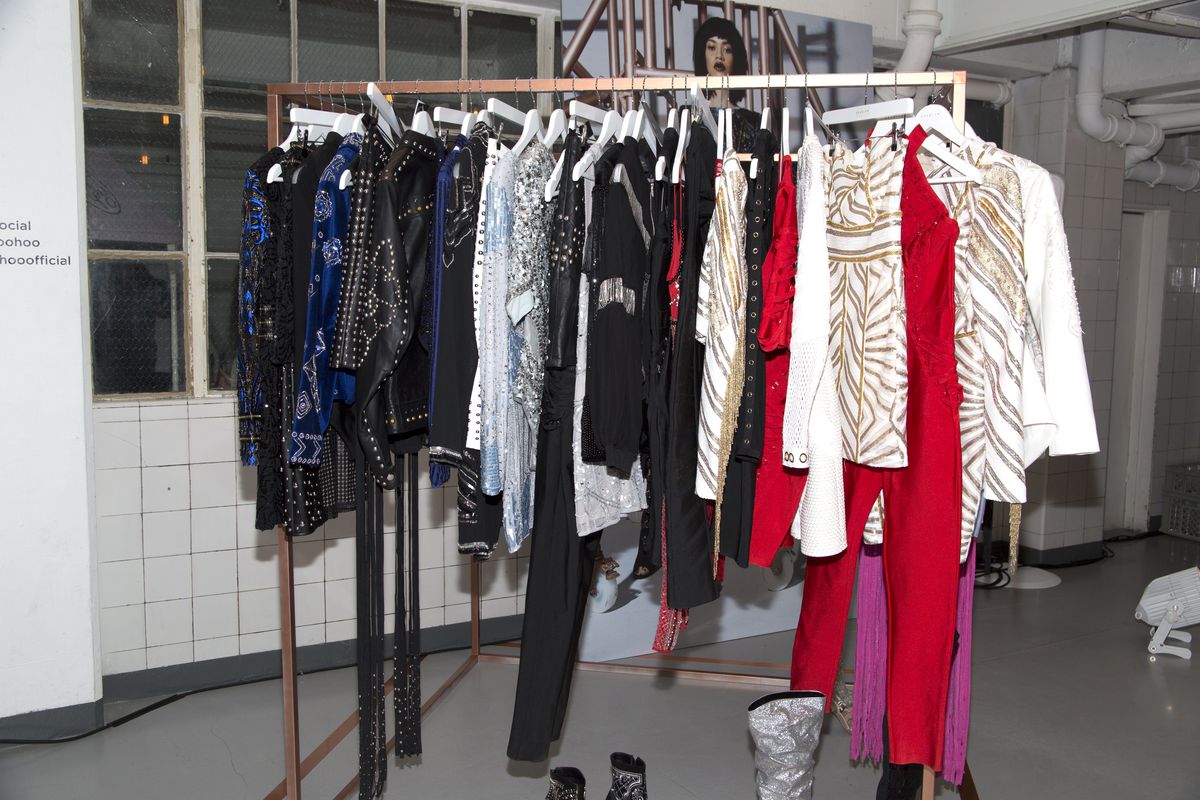 Racked of clothing at Boohoo press preview