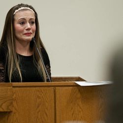 Vanessa MacNeill testifies at the trial of her father, Martin MacNeill, at 4th District Court in Provo Wednesday, Oct. 30, 2013. Martin MacNeill is charged with murder for allegedly killing his wife, Michele MacNeill, in 2007.