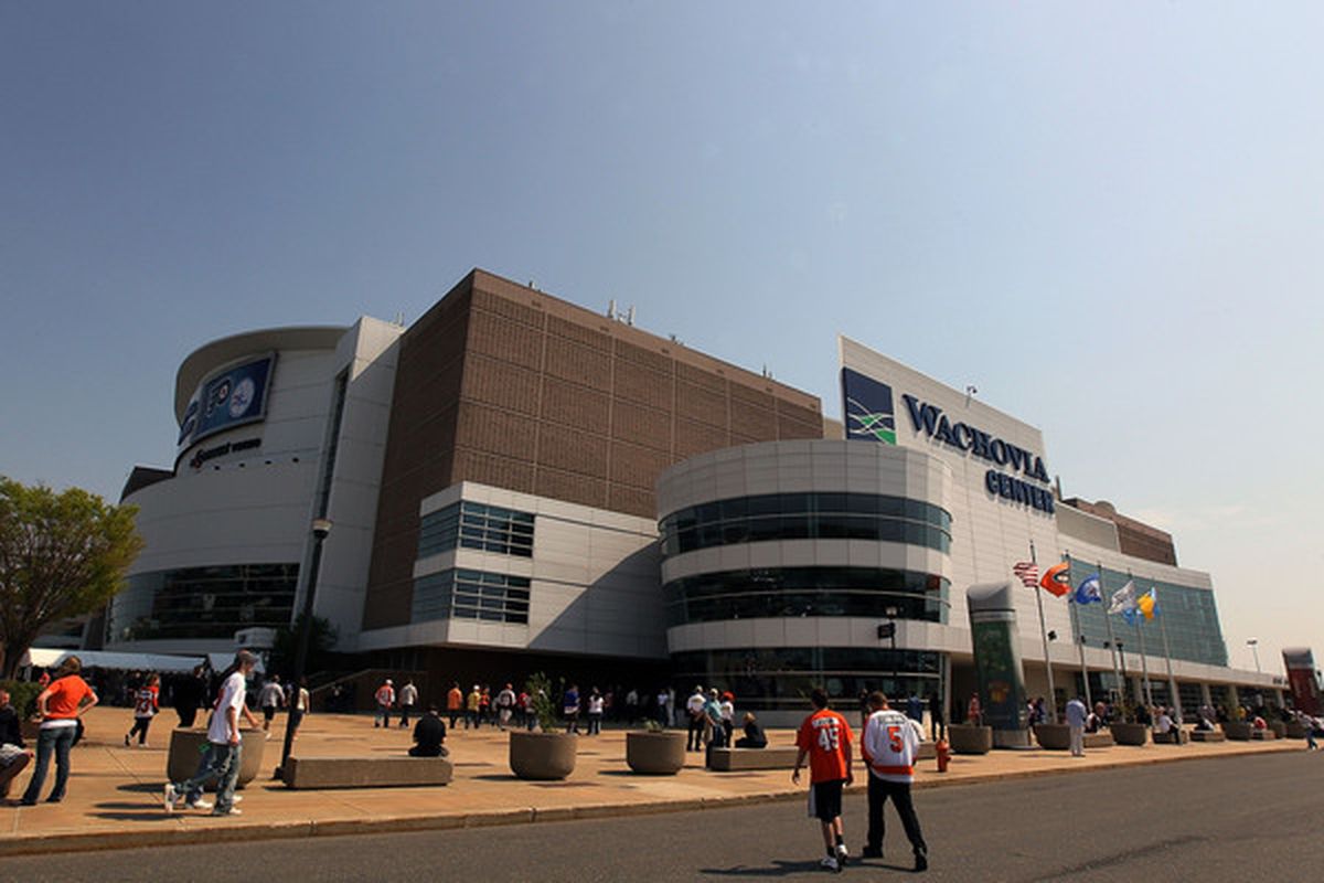 PHILADELPHIA - APRIL 11:  The Wachovia Center is seen before the Philadelphia Flyers host the New York Rangers on April 11, 2010 at in Philadelphia, Pennsylvania.  (Photo by Jim McIsaac/Getty Images)