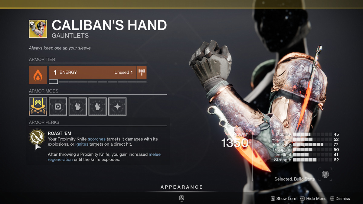 Lihat keuntungan tangan Caliban's Hands Hunter di Destiny 2: Season of the Haunted