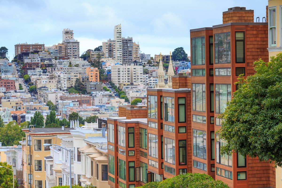 Apartments on a San Francisco hillside.