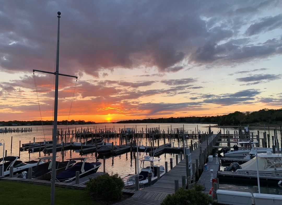 The docks and sunset view at Sag Harbor Kitchen.