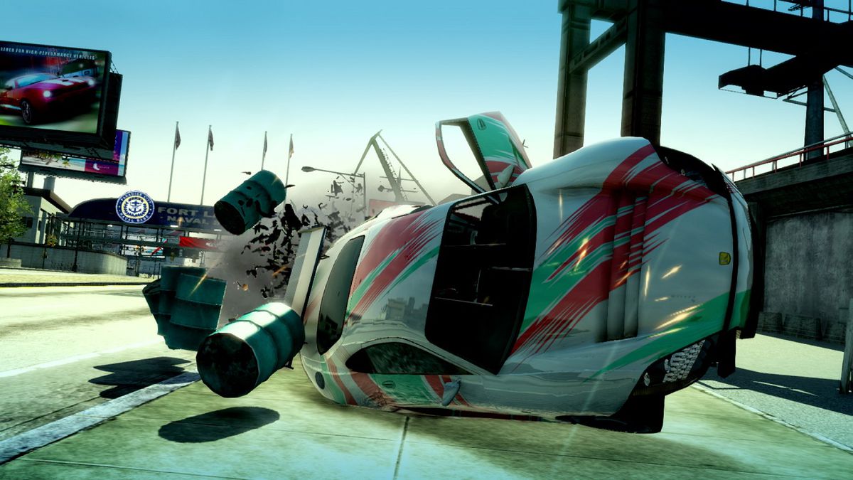 A car crashes in Burnout Paradise on Switch