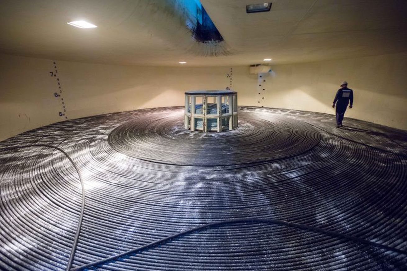 <em>The Marea cable (shown above coiled onboard a ship) was laid across the ocean floor in 2017.</em>