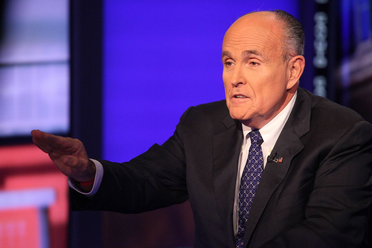 NEW YORK, NY - SEPTEMBER 23:  Rudy Giuliani visits 'Cavuto' On FOX Business Network at FOX Studios on September 23, 2014 in New York City.  (Photo by Rob Kim/Getty Images)