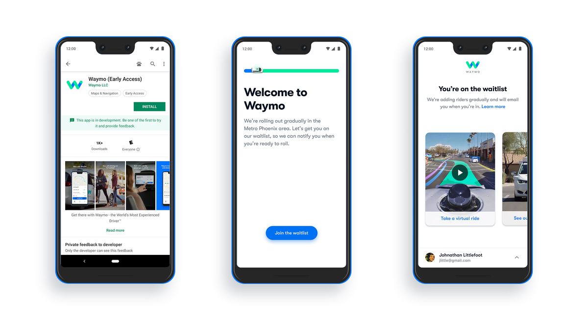 Ứng dụng Waymoiên hiện đã có trong Cửa hàng Google Play - nhưng don hy vọng sẽ có một chiếc xe không người lái 1