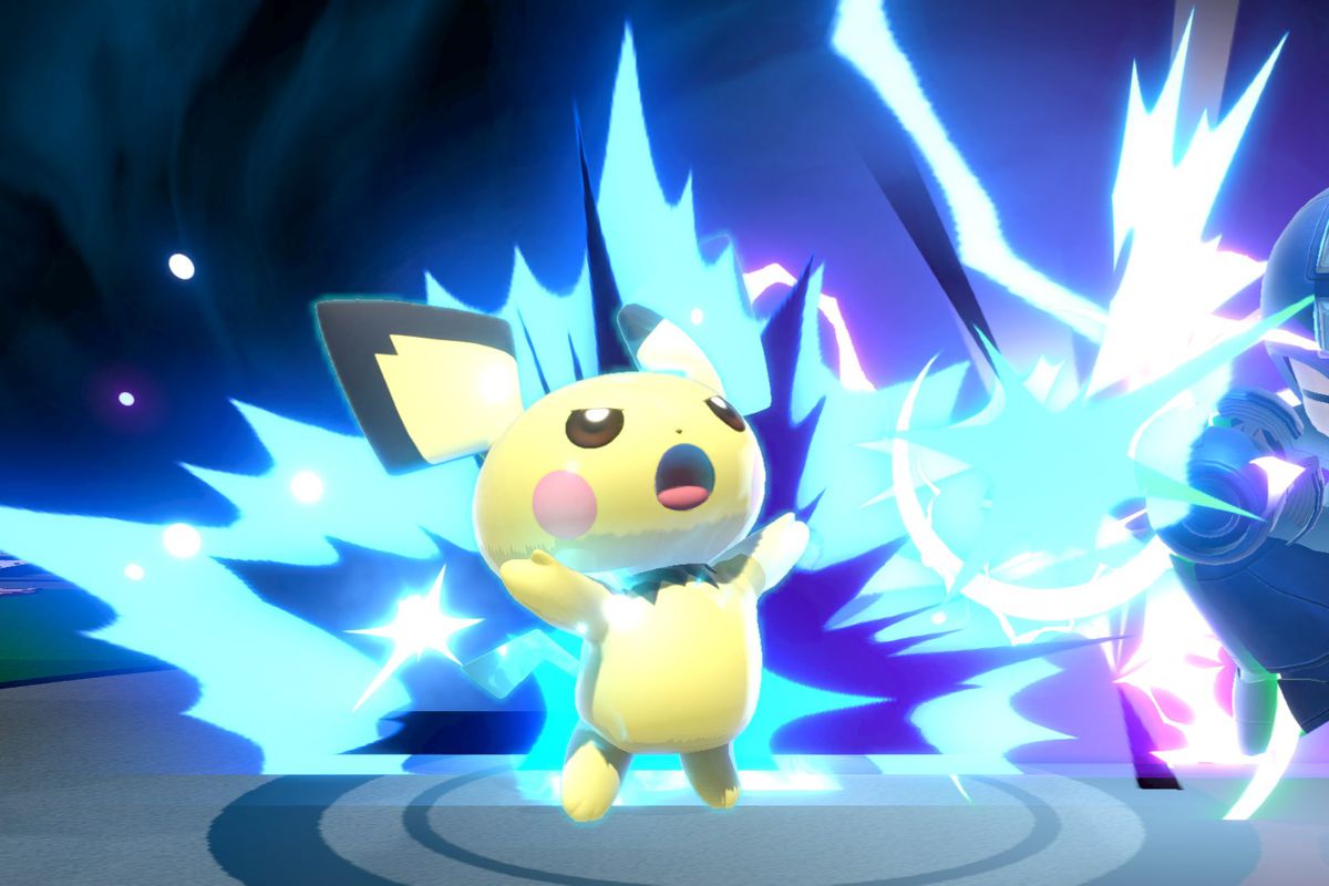 pichu does a thunderbolt in super smash bros. ultimate