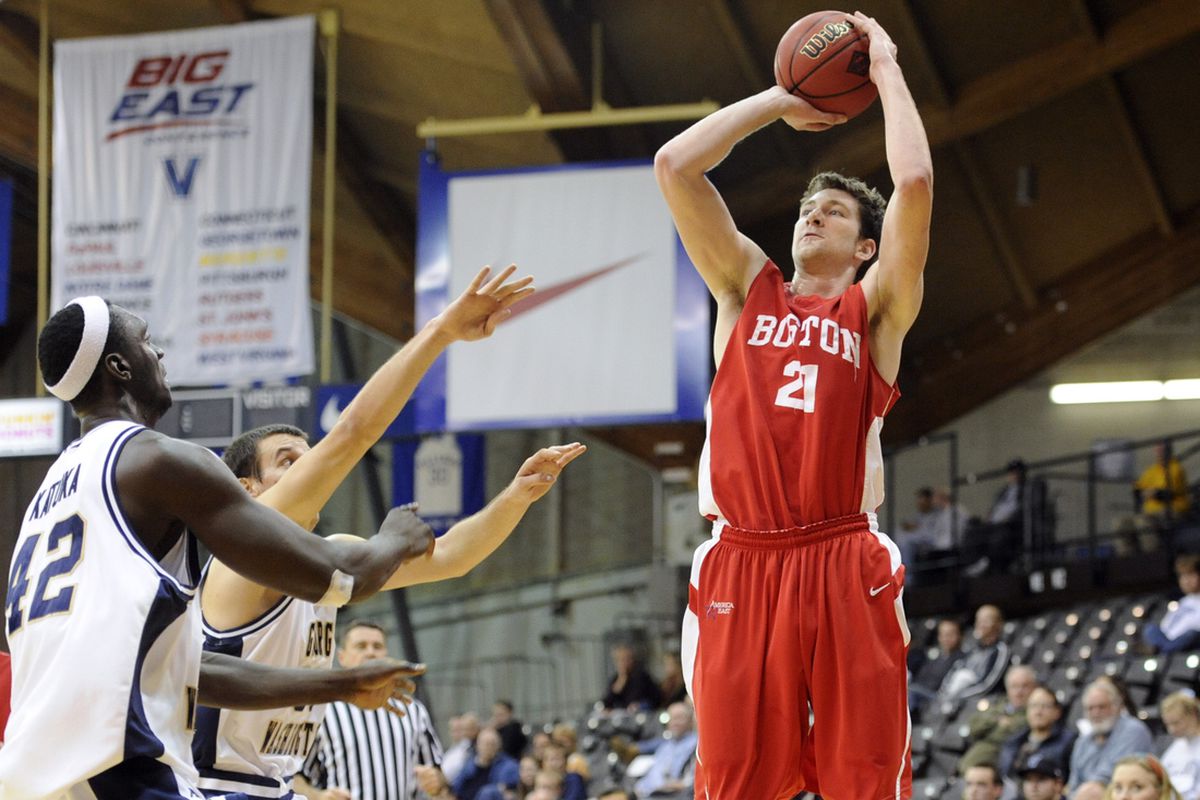 Boston University transfer Jake O'Brien, a big man with some range, is just the latest transfer target for Tony Bennett and the Cavaliers (Photo: Howard Smith)