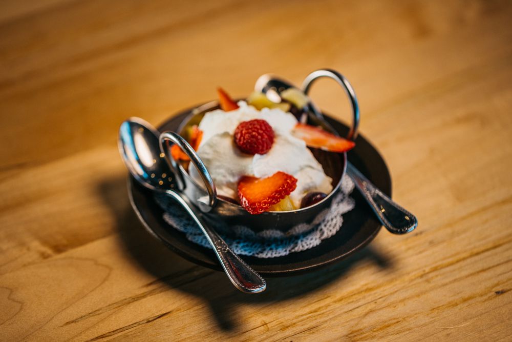 A strawberry dessert served at Ambar restaurant in Washington DC.