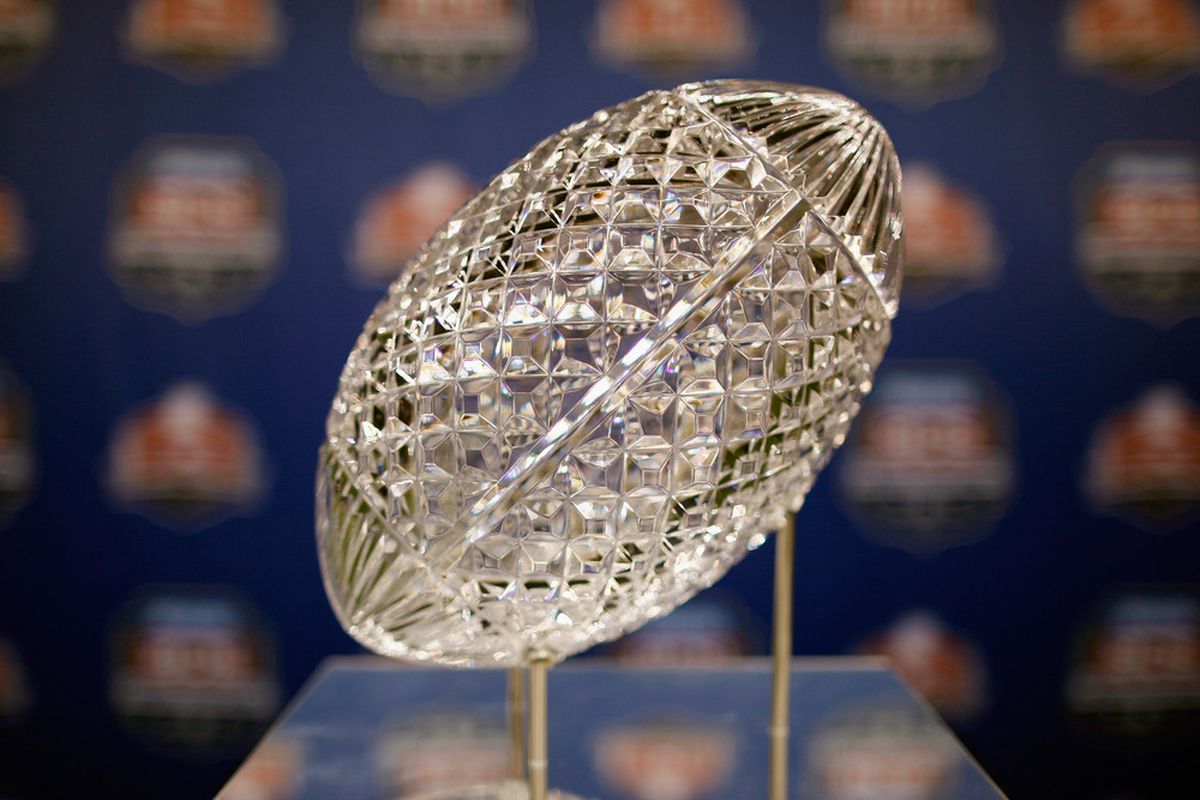 I really like the BCS trophy. It's a shame they'll probably change it to something incredibly stupid looking.