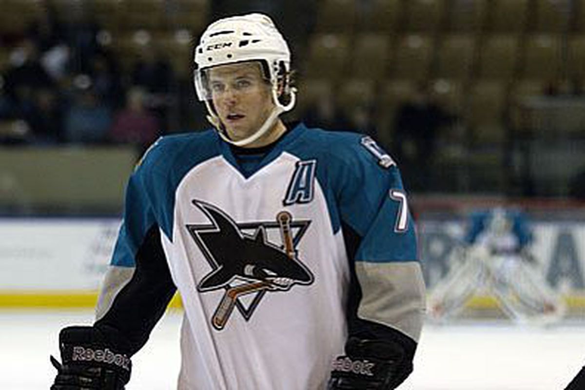 Worcester Sharks forward John McCarthy leads the team in scoring {15-21-36} and is tied with linemate Brandon Mashinter for the team lead in goals {15}.  <strong>Photo courtesy of www.sharksahl.com.</strong>