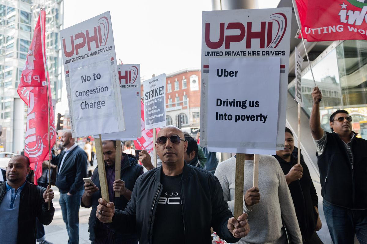 Uber Drivers Strike At London HQ