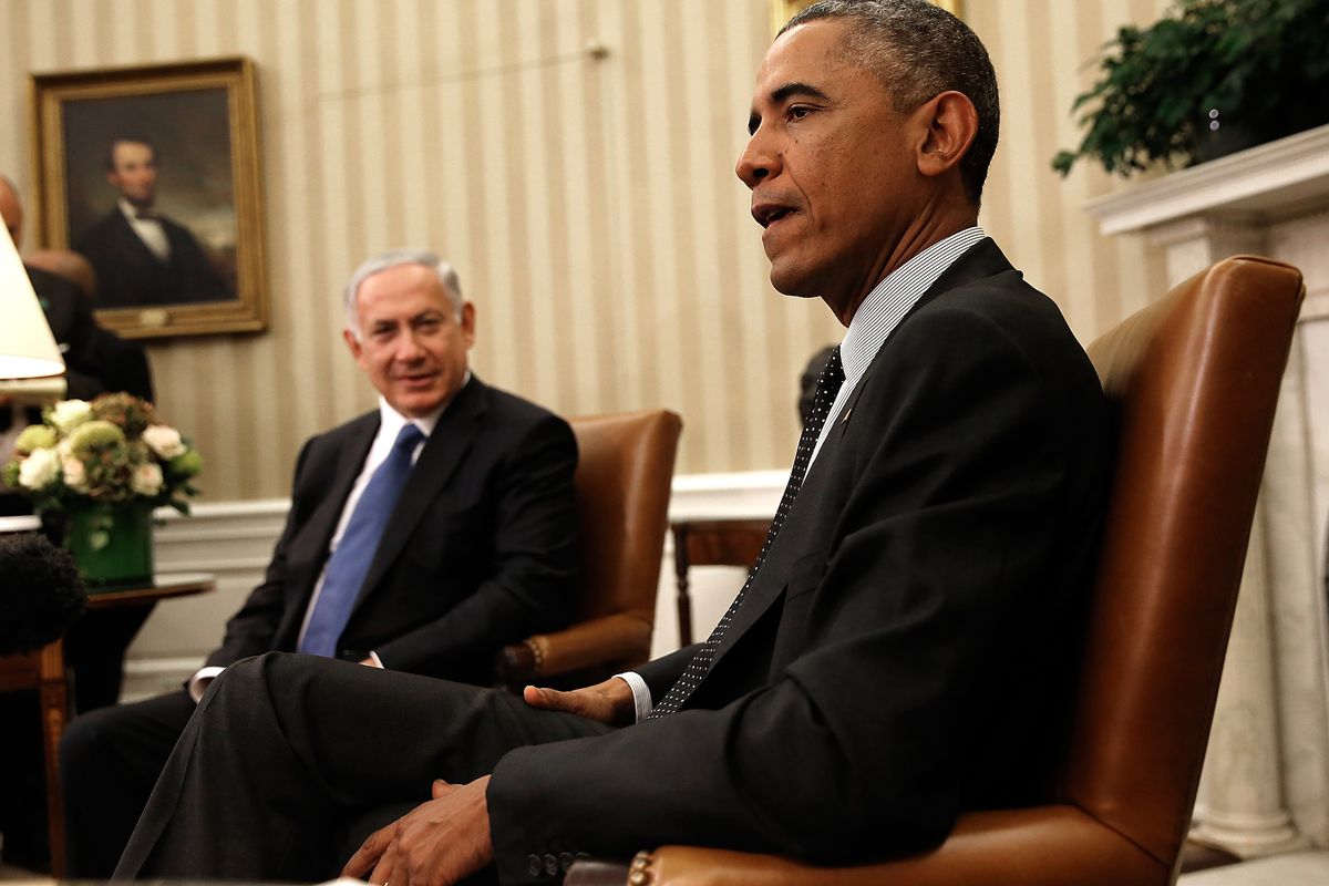 Israeli Prime Minister Benjamin Netanyahu meets with President Obama in the White House