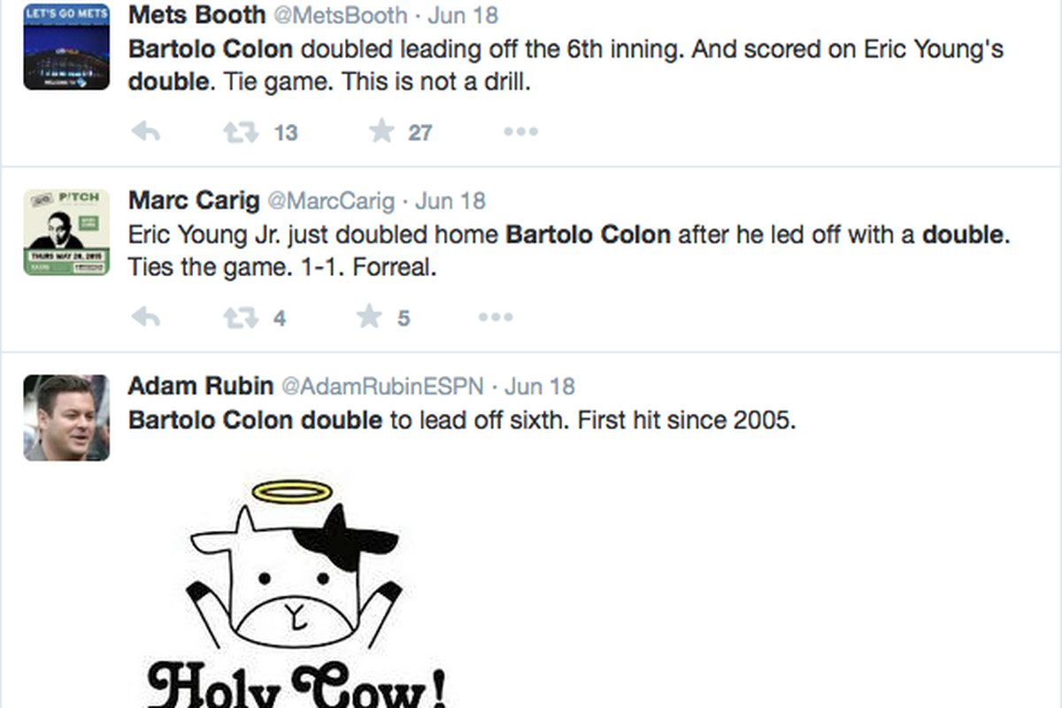 Bartolo Colon's double last year was a goldmine for Mets reporters (and for Mets fans, too).