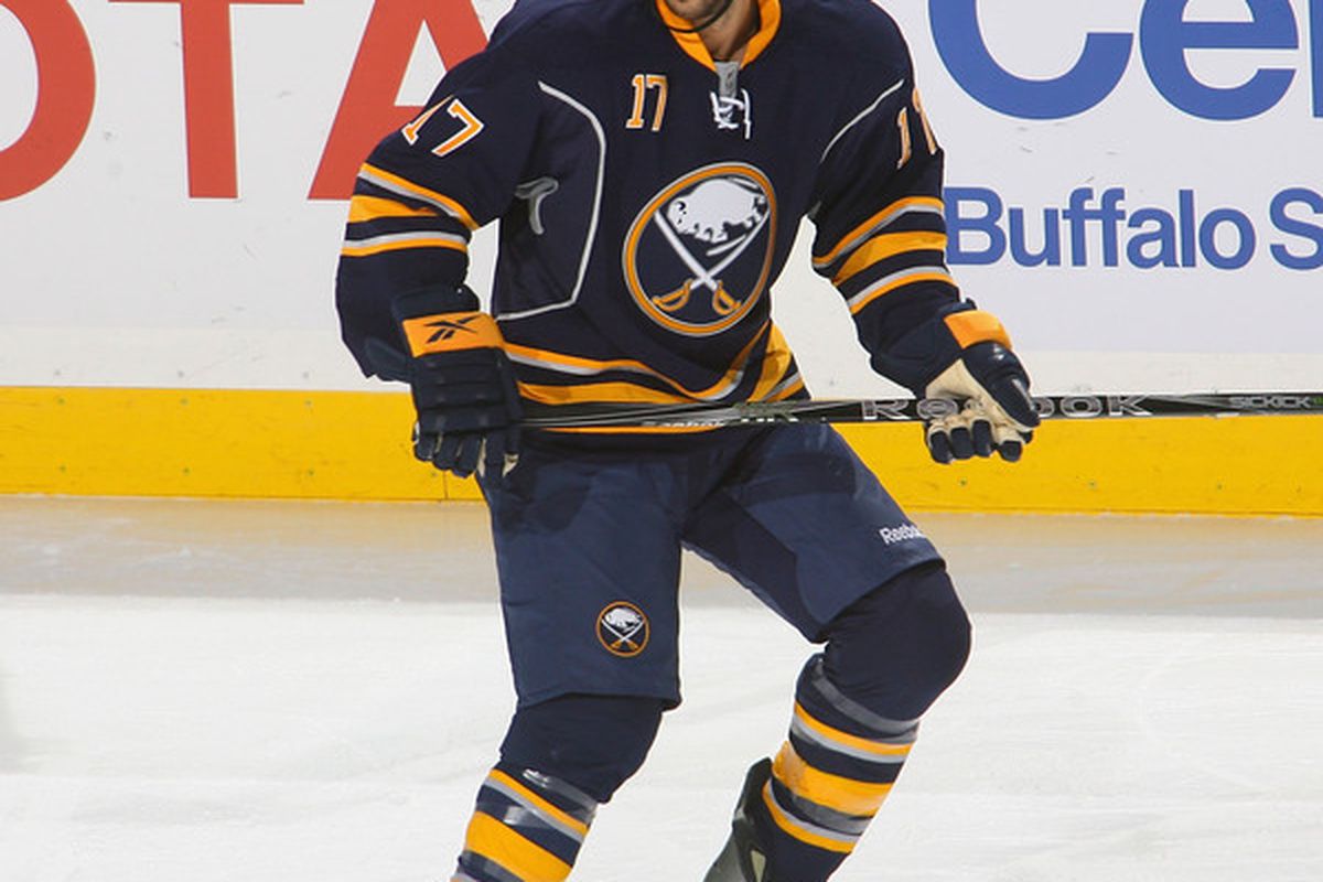 BUFFALO NY - JANUARY 21: Marc-Andre Gragnani #17 of the Buffalo Sabres skates against the New York Islanders at HSBC Arena on January 21 2011 in Buffalo New York.  (Photo by Rick Stewart/Getty Images)