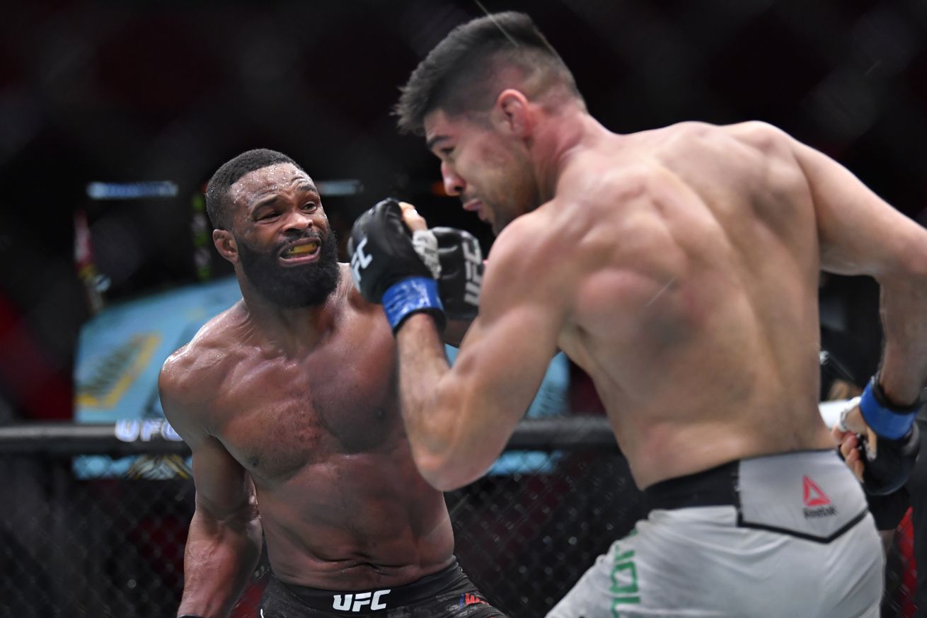 Tyron Woodley and Vicente Luque Photo by Chris Unger/Zuffa LLC. 