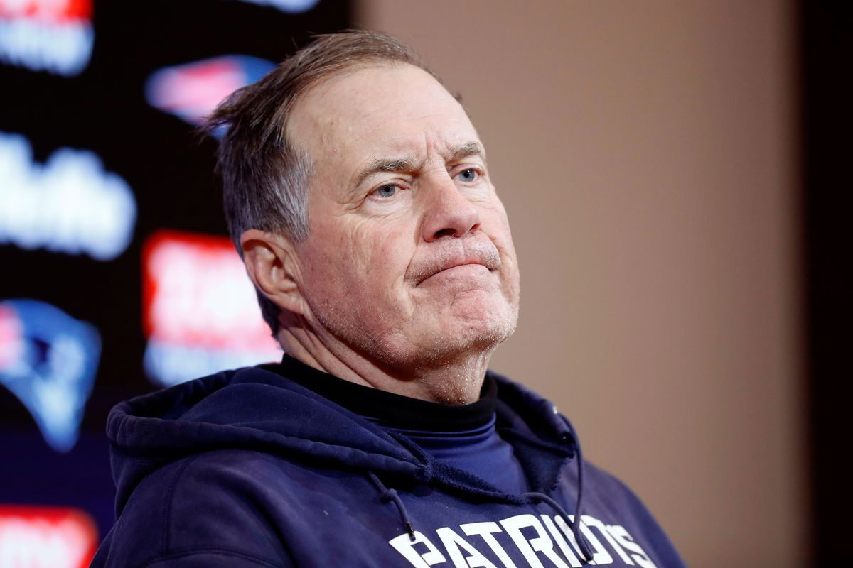 New England Patriots head coach Bill Belichick during his press conference following their playoff loss to the Tennessee Titans at Gillette Stadium.&nbsp;