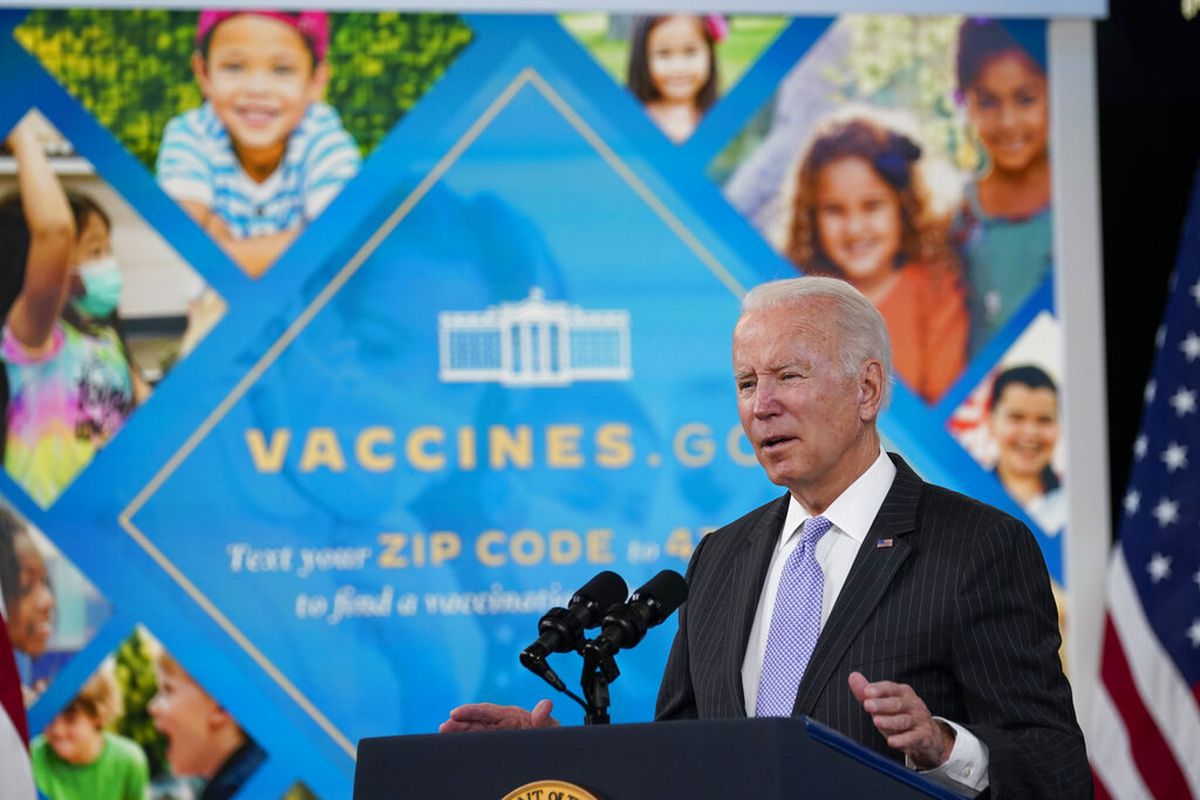 President Joe Biden talks about the COVID-19 vaccine.