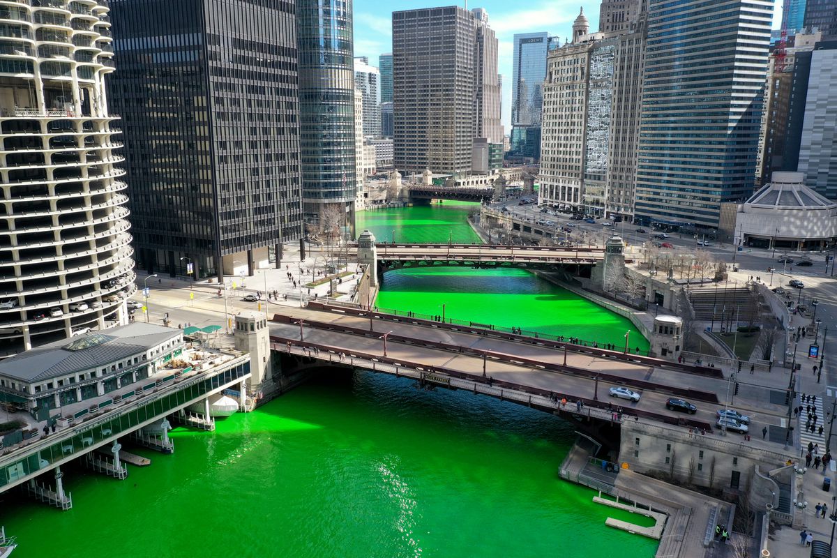 In A Surprise Move, Chicago River Dyed Green Ahead Of St Patrick’s Day