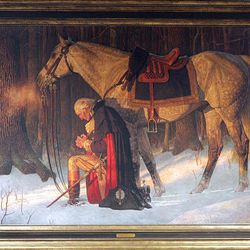The artist's proof of "The Prayer at Valley Forge," on loan from Rian Robison, hangs at County Commission offices.