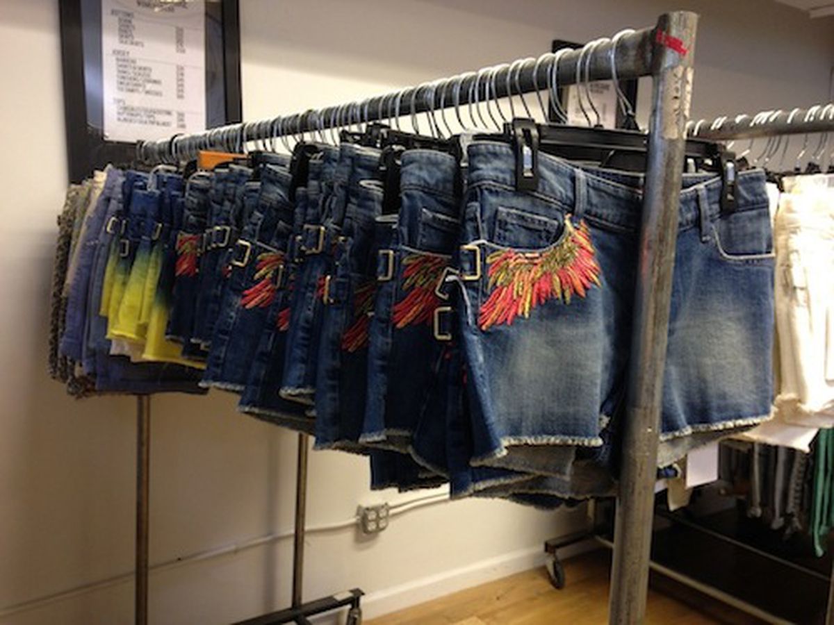 A rack of shorts at the Zadig &amp; Voltaire sample sale; read the full report <a href="http://ny.racked.com/archives/2014/04/29/the_zadig_voltaire_sample_sale.php">here</a>