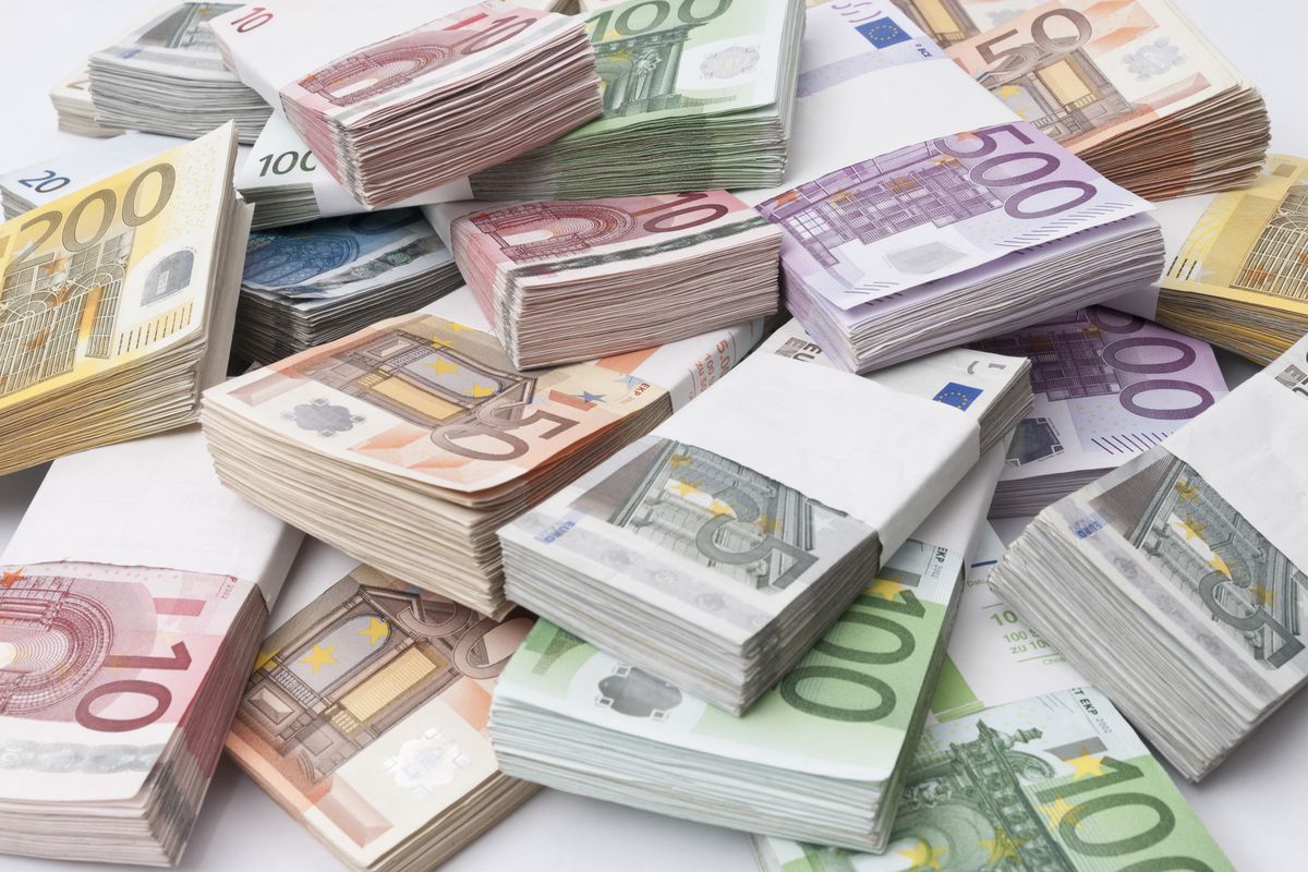 A pile of euro banknotes.
