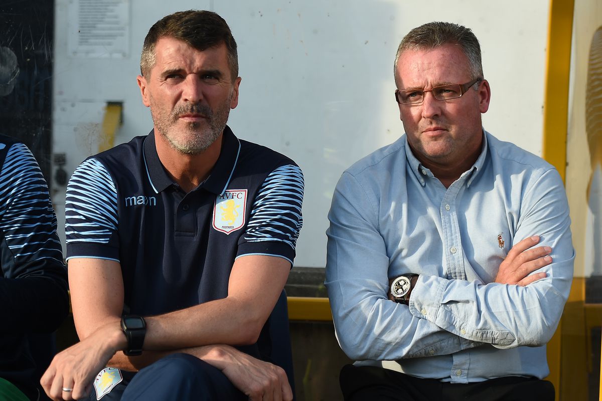 Assistant manager Roy Keane and manager Paul Lambert look on during Thursday's friendly against Mansfield Town.