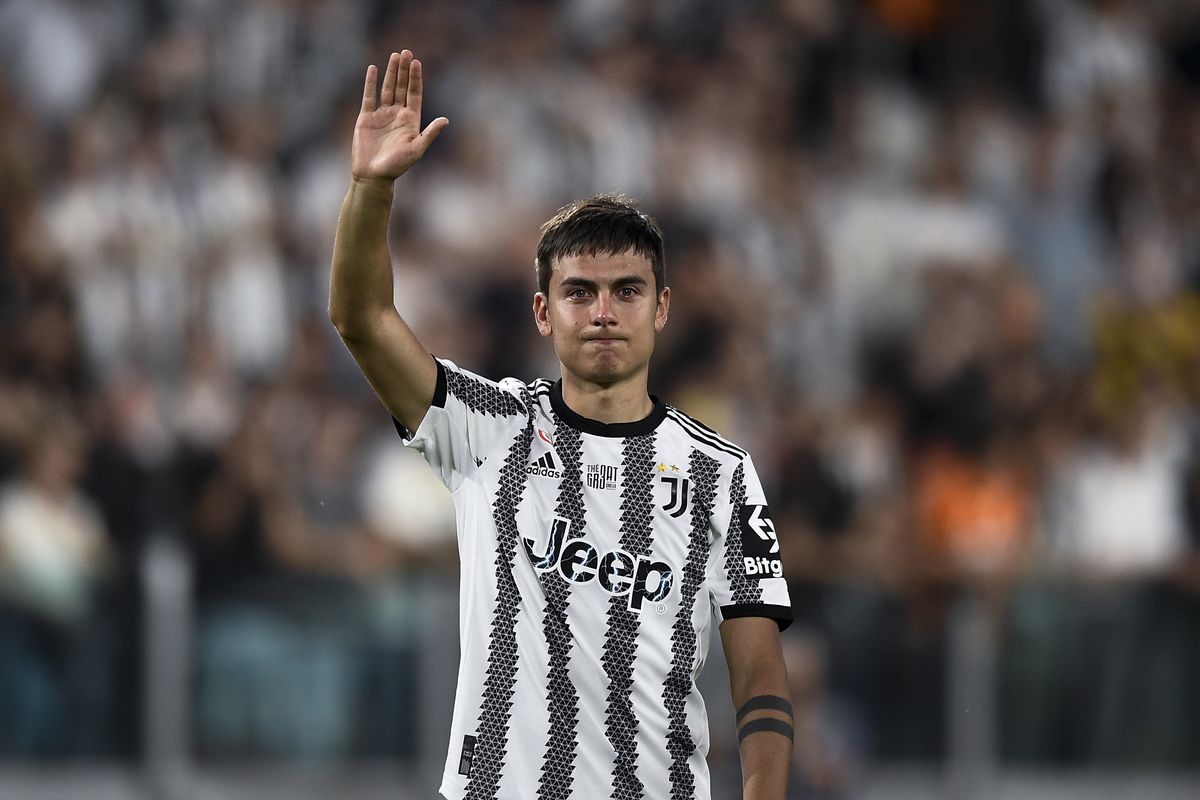 Paulo Dybala gestures after his last home game for Juventus...