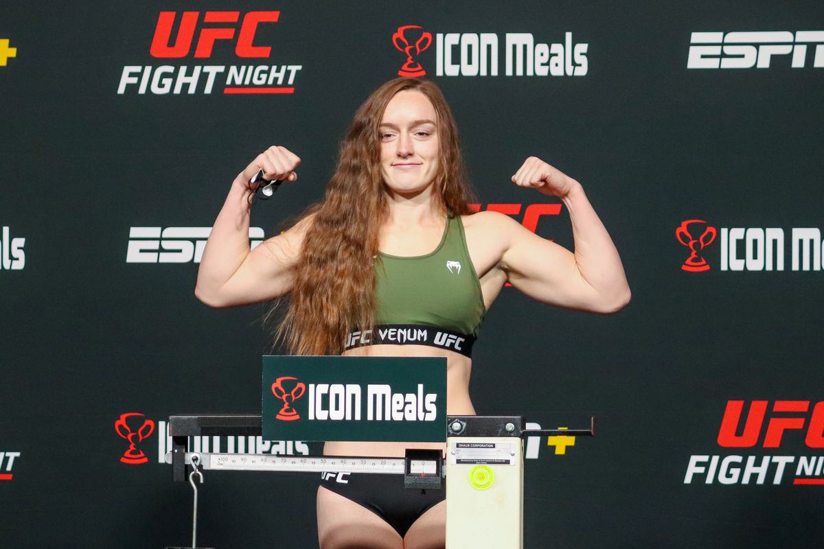 Aspen Ladd weighing in for her fight at UFC Vegas 40. 