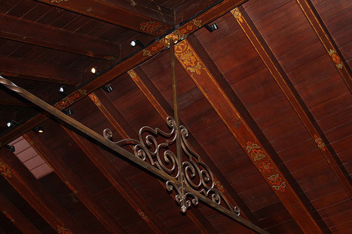 The ceiling beams at Acquerello. 