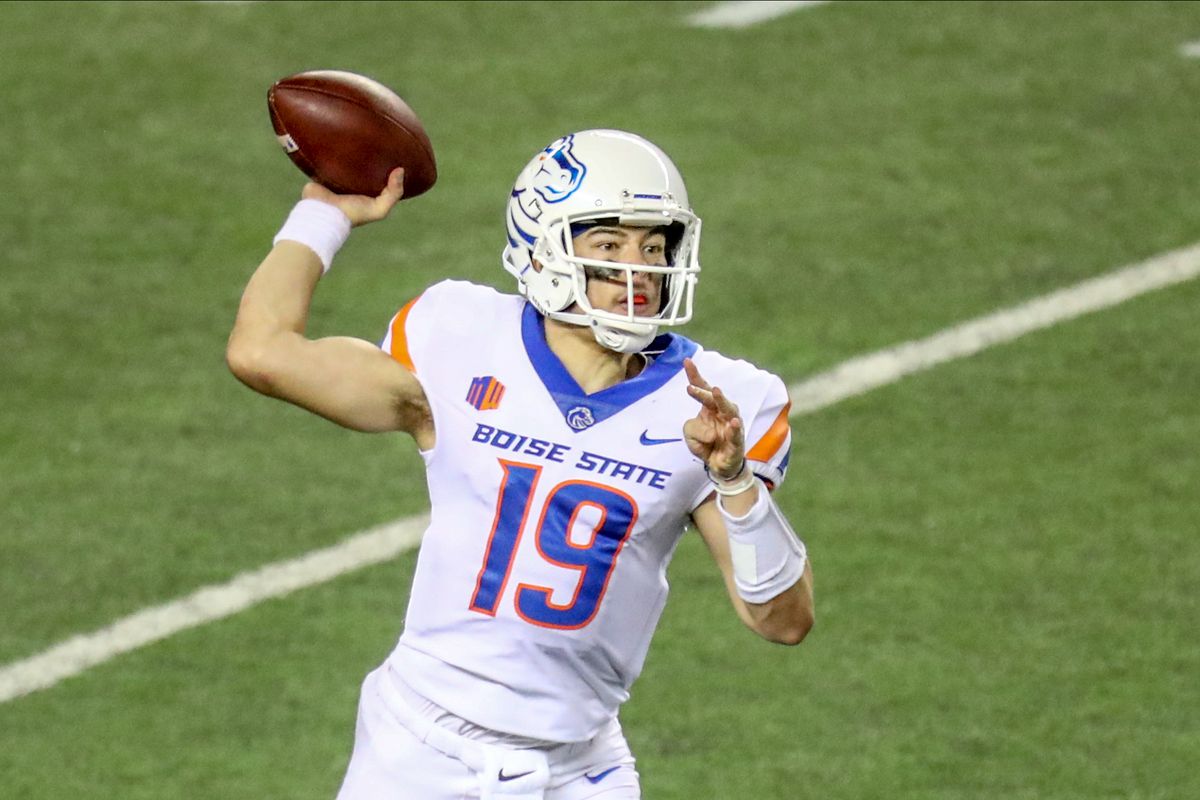 Hank Bachmeier of the Boise State Broncos fires a pass downfield during the second half against the Hawaii Rainbow Warriors at Aloha Stadium on November 21, 2020 in Honolulu, Hawaii.