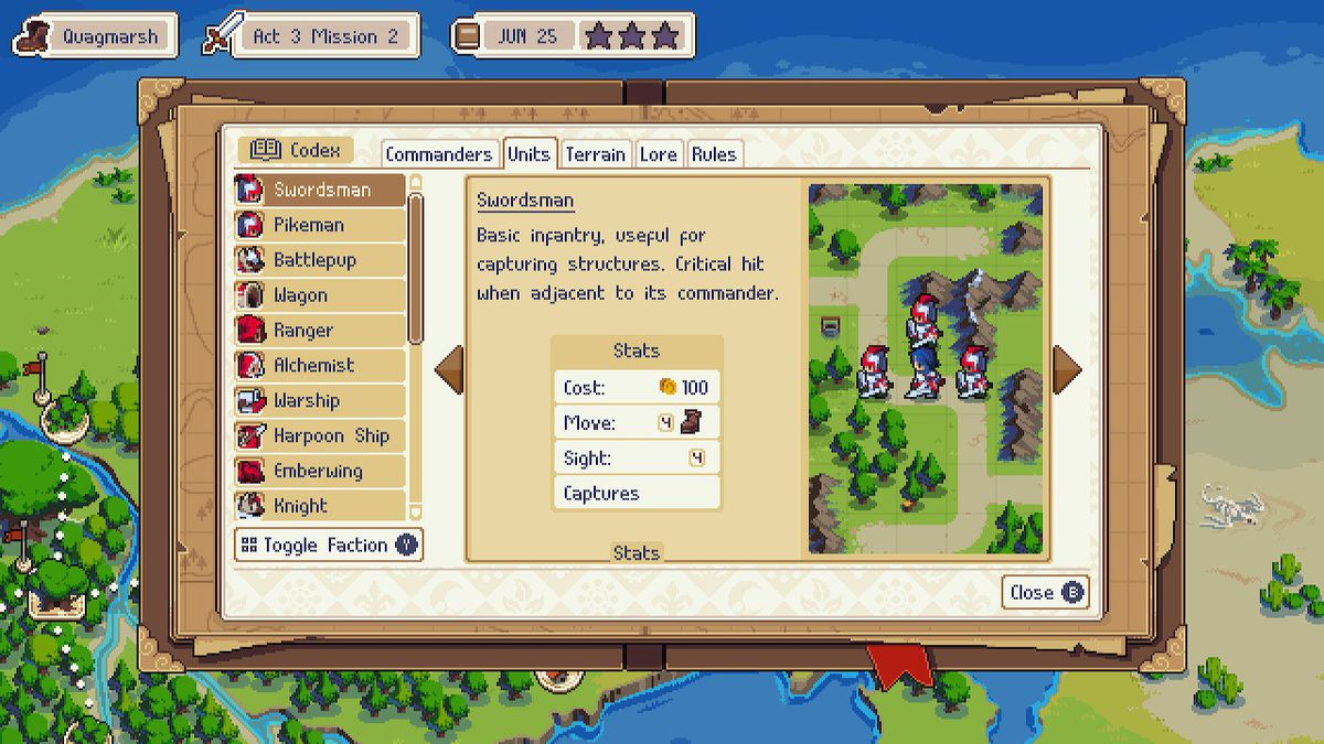 An information screen detailing information about critical hits in Wargroove