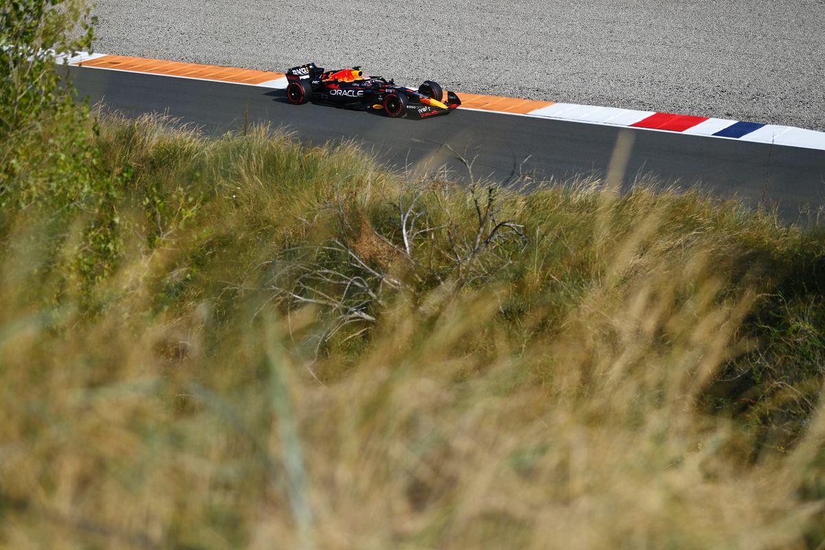 Max Verstappen of the Netherlands driving the (1) Oracle Red Bull Racing RB18 on track during practice ahead of the F1 Grand Prix of The Netherlands at Circuit Zandvoort on September 02, 2022 in Zandvoort, Netherlands.