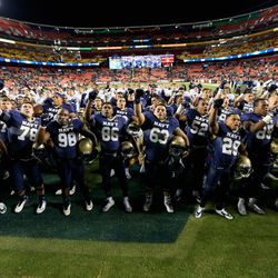 Notre Dame and Navy honor each other after the ND victory