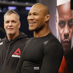 Jacare Souza answers questions from the media at UFC 230 workouts.