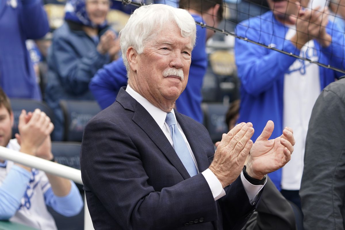 Kansas City Royals owner John Sherman is seen on Opening Day prior to a gam against the Minnesota Twins at Kauffman Stadium on March 30, 2023 in Kansas City, Missouri.