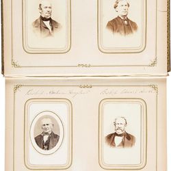 Photos of Heber C. Kimball, Daniel H. Wells, Abraham Hoagland and Edward Hunter in the 1860s photo album up for auction on Dec. 3, 2016.